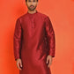 Solid Dupion Silk Kurtas for Men ( KO 5209 Maroon )