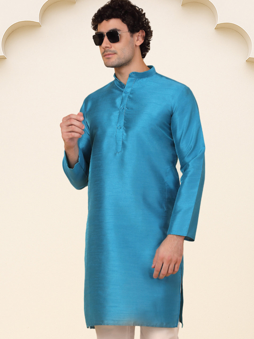 Premium Peacock Silk Kurtas ( KO 5209 Peacock ) [FF] [(636) BASEMENT]