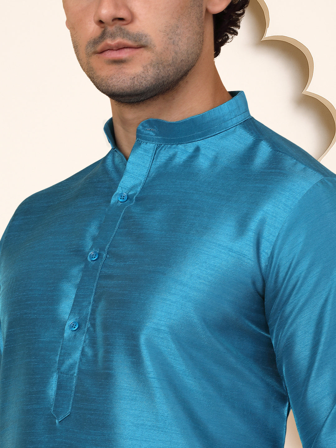 Premium Peacock Silk Kurtas ( KO 5209 Peacock ) [FF] [(636) BASEMENT]