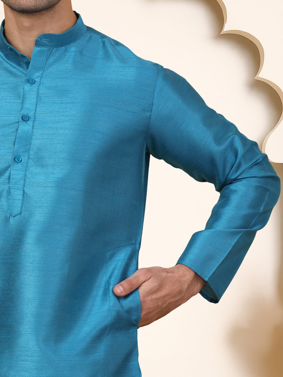 Premium Peacock Silk Kurtas ( KO 5209 Peacock ) [FF] [(636) BASEMENT]