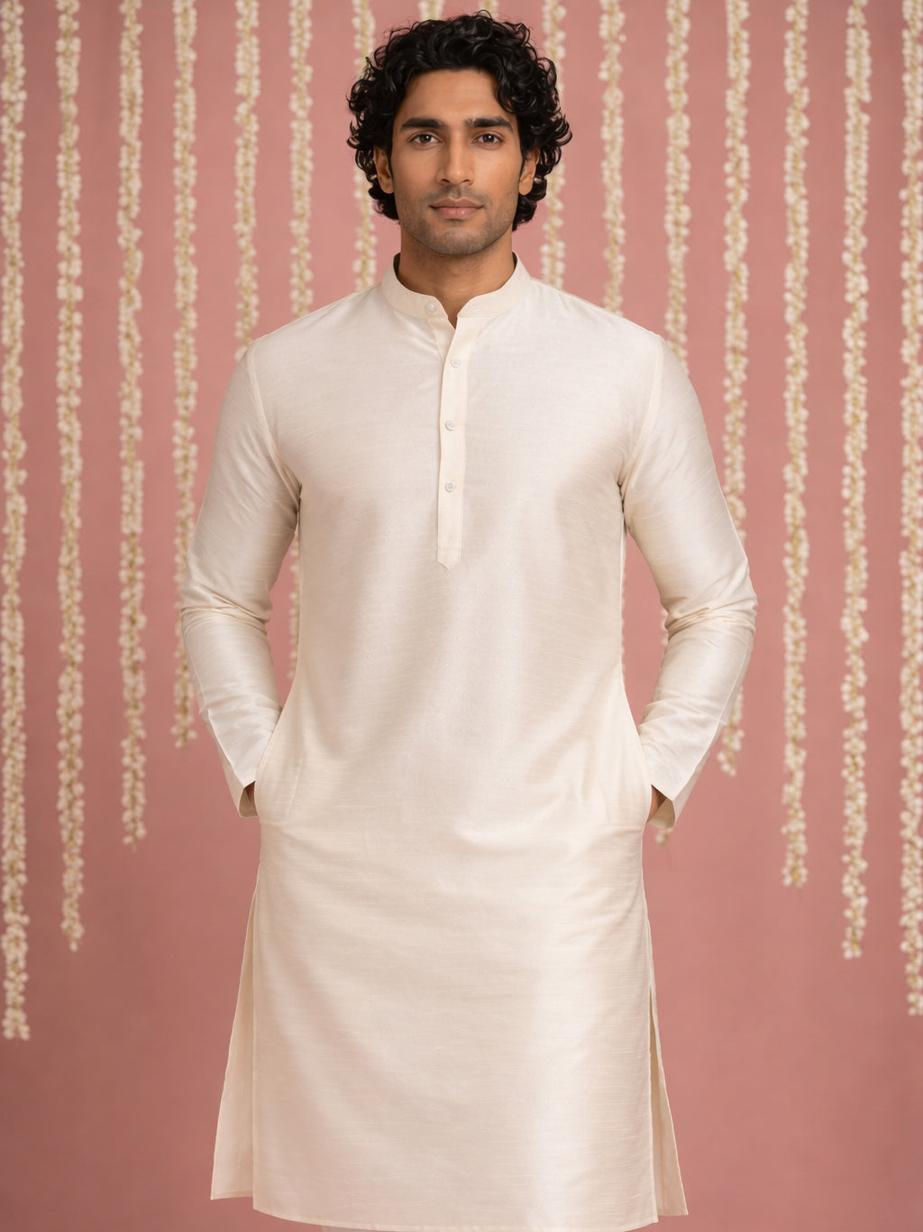 Premium Silk Solid Kurta ( ANMKO 5209White )
