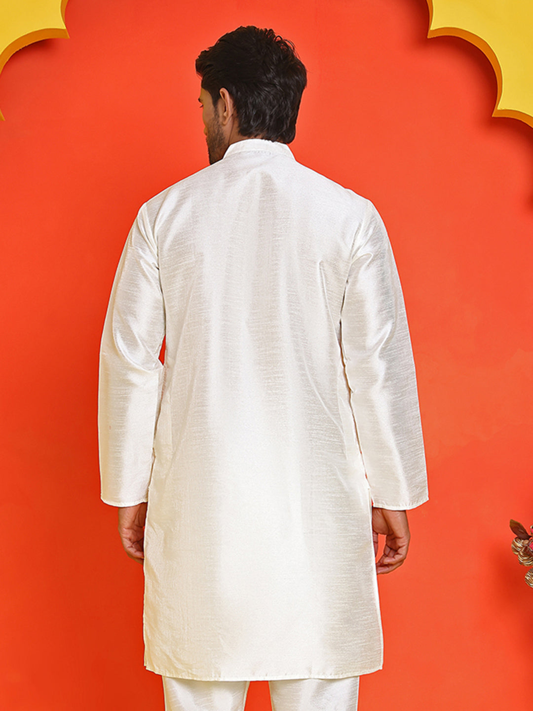 Solid Dupion Silk Kurtas for Men ( KO 5209 White )