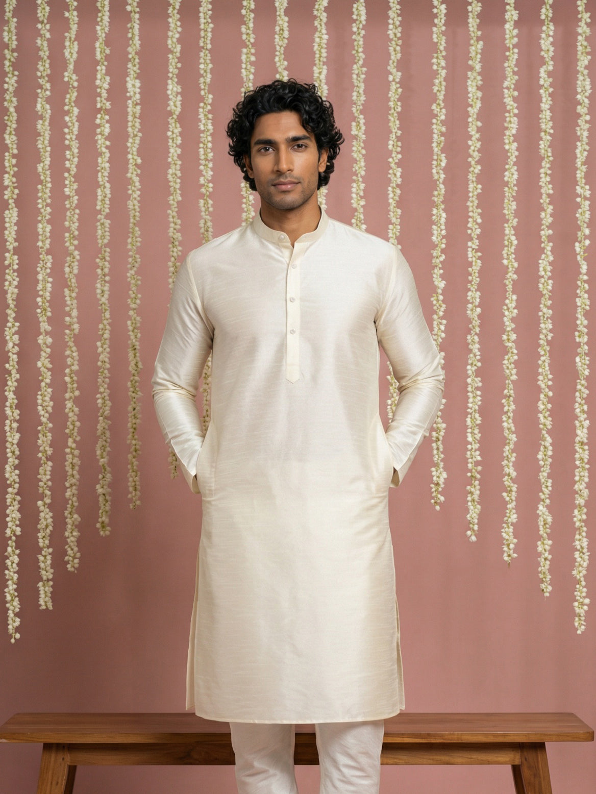 Premium Silk Solid Kurta ( ANMKO 5209White )