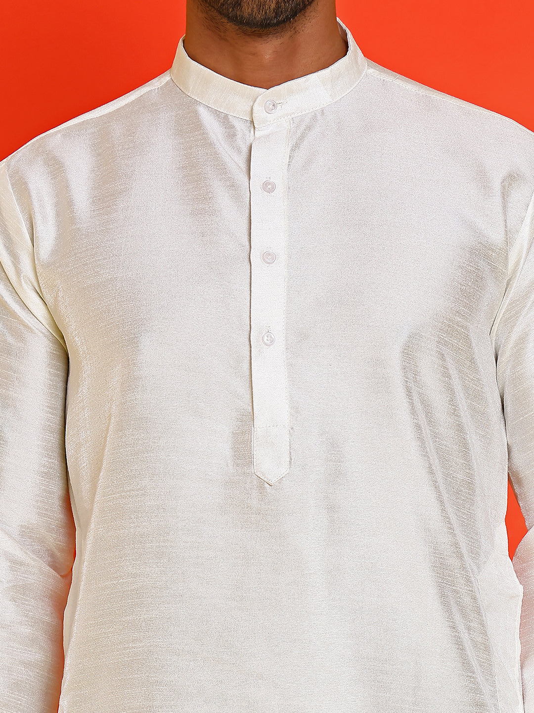 Solid Dupion Silk Kurtas for Men ( KO 5209 White )