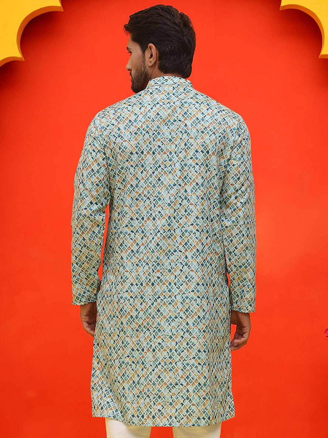 Men's Green Printed Kurtas ( KO 5210 Green )