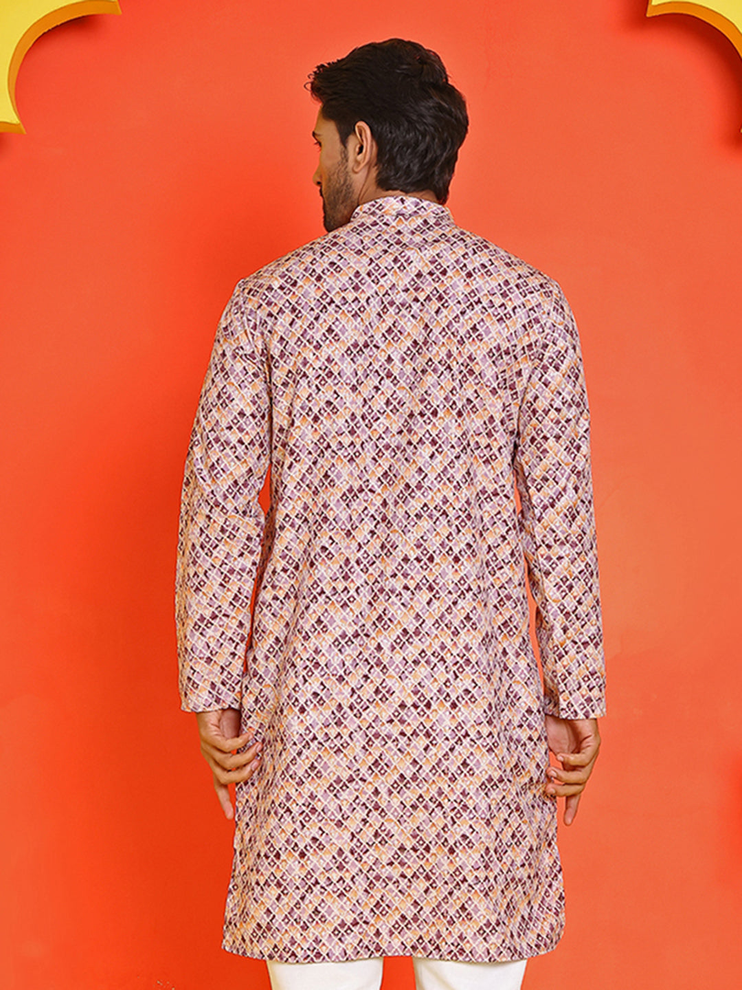 Men's Purple Printed Kurtas ( KO 5210 Purple )