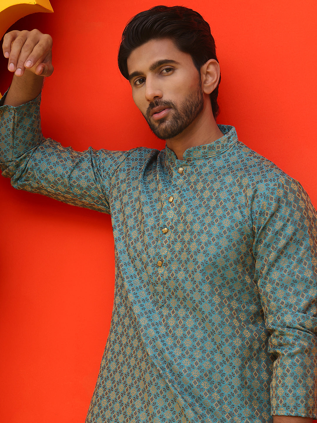 Jacquard Silk Straight Kurtas ( KO 5211 Blue )