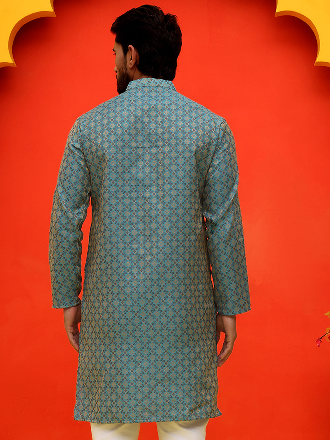 Jacquard Silk Straight Kurtas ( KO 5211 Blue )