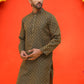 Jacquard Silk Straight Kurtas ( KO 5211 Olive ) [FF] [K-4]
