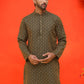Jacquard Silk Straight Kurtas ( KO 5211 Olive ) [FF] [K-4]