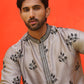 Chikankari Embroidered Kurtas For Men ( KO 5213 Grey )