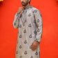 Chikankari Embroidered Kurtas For Men ( KO 5213 Grey )