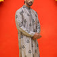 Chikankari Embroidered Kurtas For Men ( KO 5213 Grey )