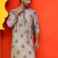 Chikankari Embroidered Kurtas For Men ( KO 5213 Grey )