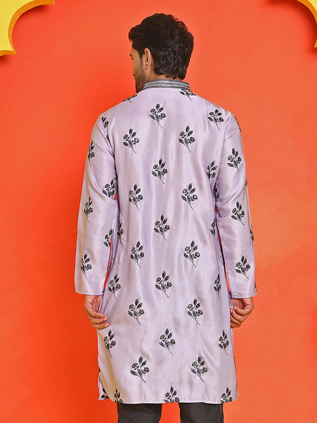 Chikankari Embroidered Kurtas For Men ( KO 5213 Purple )