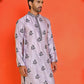 Chikankari Embroidered Kurtas For Men ( KO 5213 Purple )
