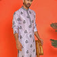 Chikankari Embroidered Kurtas For Men ( KO 5213 Purple )