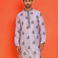 Chikankari Embroidered Kurtas For Men ( KO 5213 Purple )