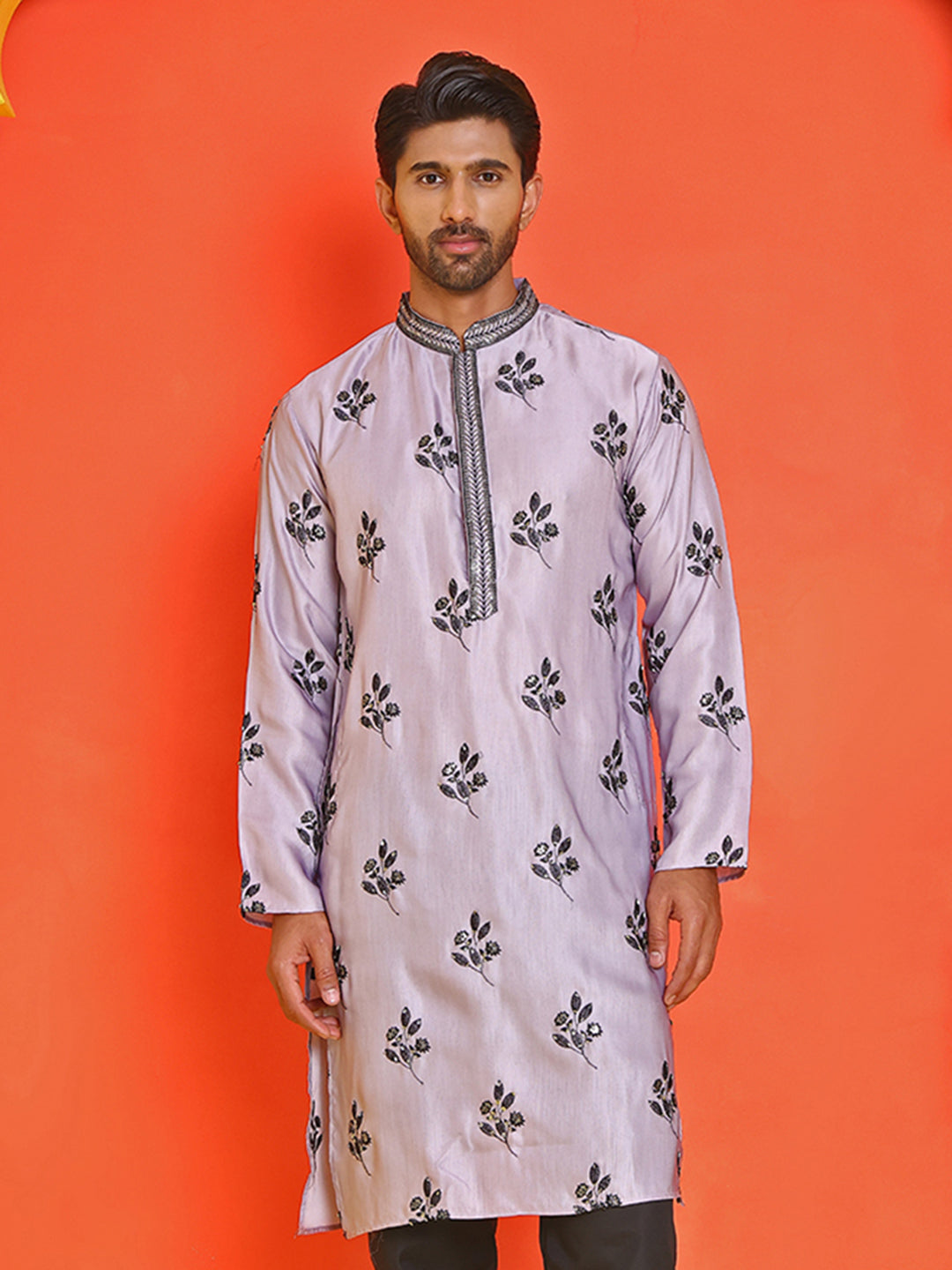 Chikankari Embroidered Kurtas For Men ( KO 5213 Purple )