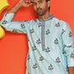 Chikankari Embroidered Kurtas For Men ( KO 5213 Sky )