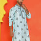 Chikankari Embroidered Kurtas For Men ( KO 5213 Sky )