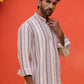 Striped Cotton short Kurtas ( KO 5214 Purple )