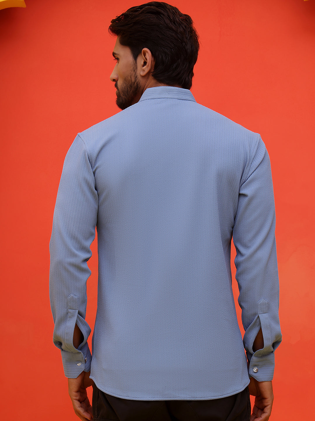 Solid Cotton Blend Short Kurta ( KO 5215 Blue )