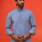 Solid Cotton Blend Short Kurta ( KO 5215 Blue )