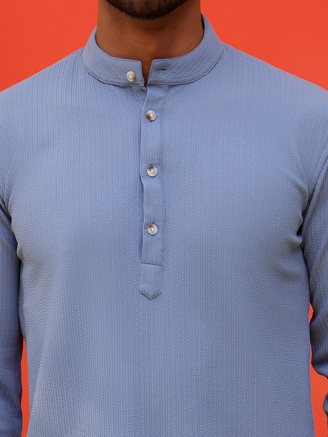 Solid Cotton Blend Short Kurta ( KO 5215 Blue )