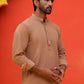 Solid Cotton Blend Short Kurta ( KO 5215 Brown )