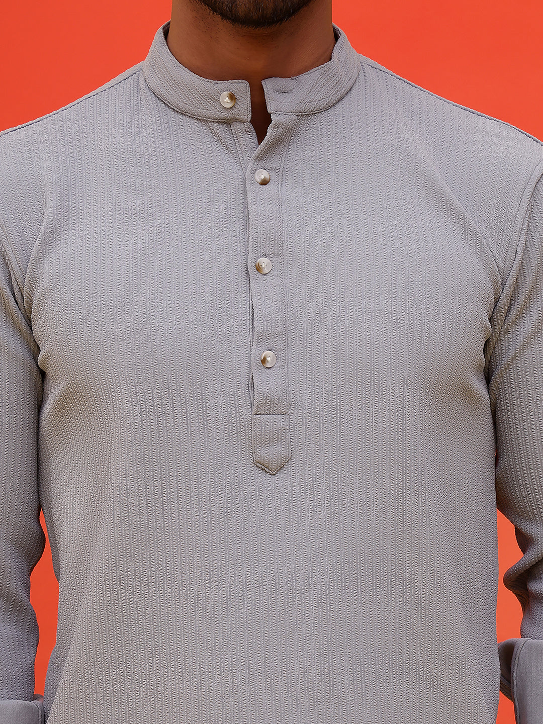 Solid Cotton Blend Short Kurta ( KO 5215 Grey )