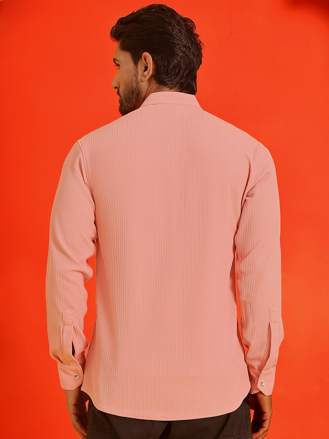 Solid Cotton Blend Short Kurta ( KO 5215 Peach )