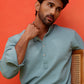 Solid Cotton Blend Short Kurta ( KO 5215 Sky )