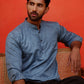 Woven Design Short Kurta for Men ( KO 5216 Blue )