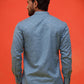 Woven Design Short Kurta for Men ( KO 5216 Blue )