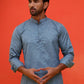 Woven Design Short Kurta for Men ( KO 5216 Blue )