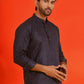 Woven Design Short Kurta for Men ( KO 5216 Navy )