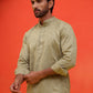 Woven Design Short Kurta for Men ( KO 5216 Pista )