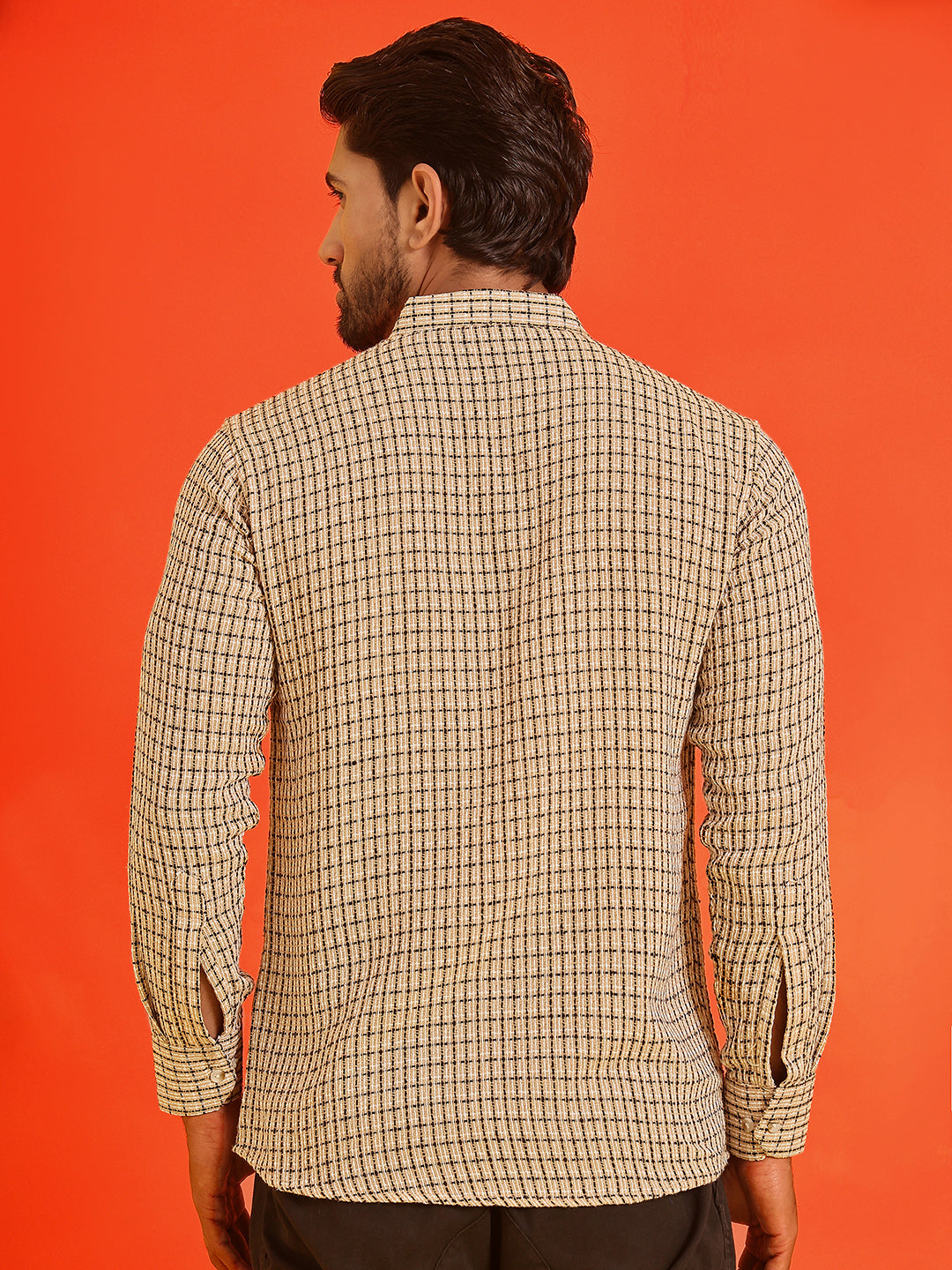 Checked Cotton short Kurtas ( KO 5217 Beige )