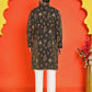 Printed Silk Blend Straight Kurtas ( KO 5218 Black )
