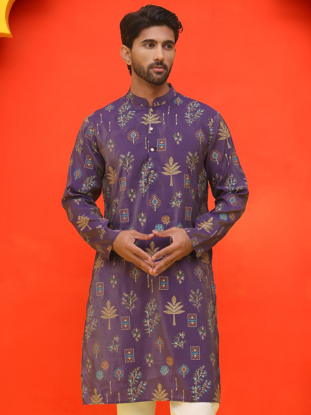 Printed Silk Blend Straight Kurtas ( KO 5218 Purple )