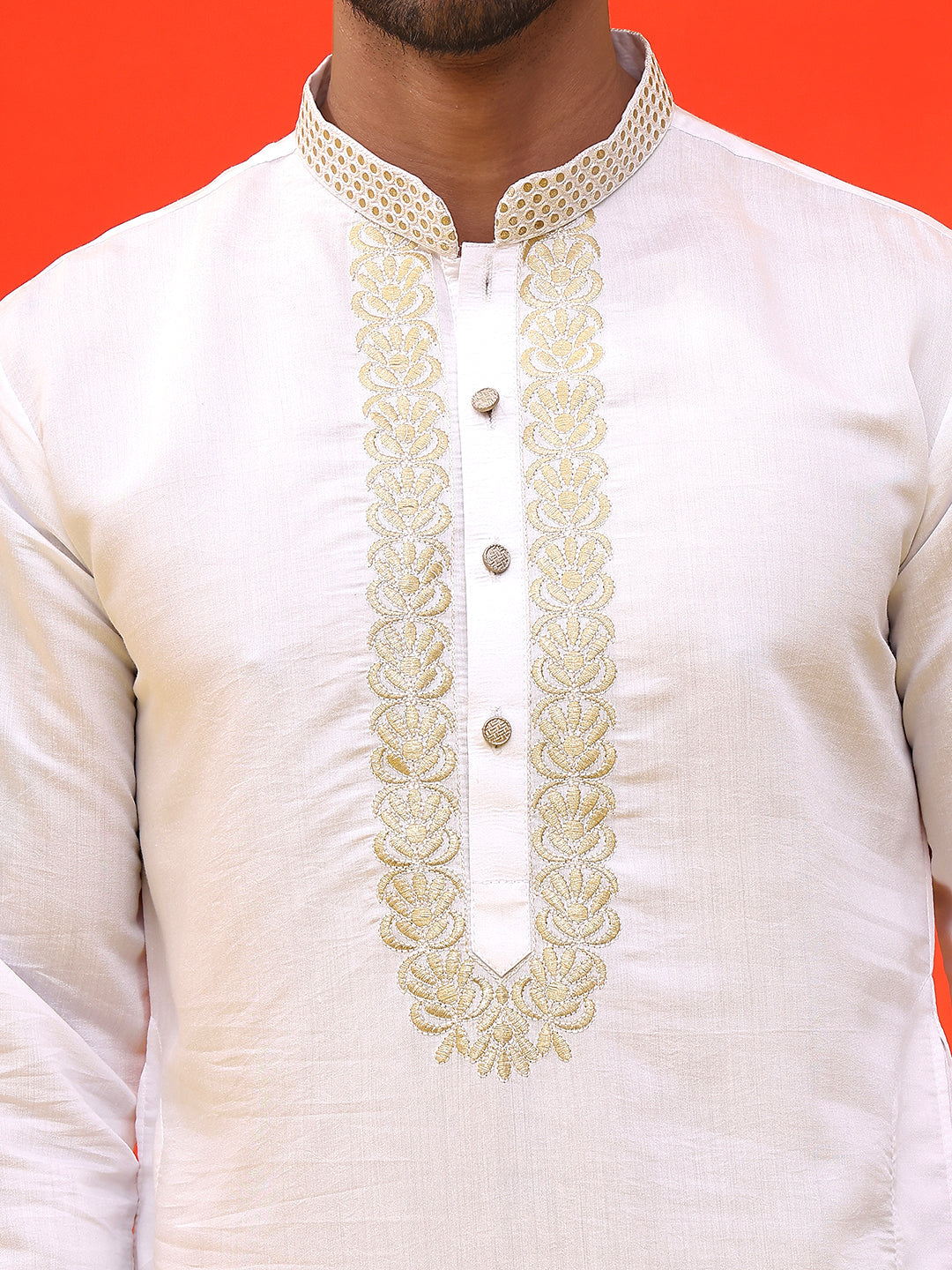 Embroidered Chikankari Kurtas For Men ( KO 5219 White )