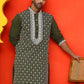 Embroidered Kurtas For Men ( KO 5220 Olive )