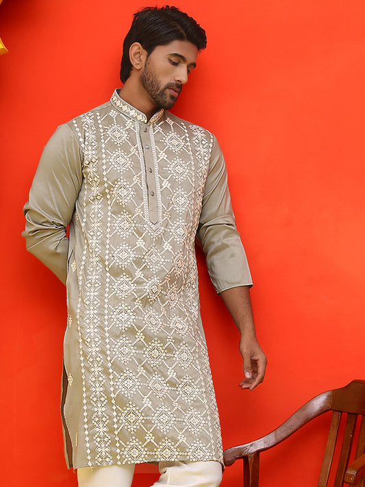Embroidered Kurtas For Men ( KO 5223 Grey )