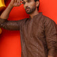 Embroidered straight Kurtas For Men ( KO 5225 Coffee )