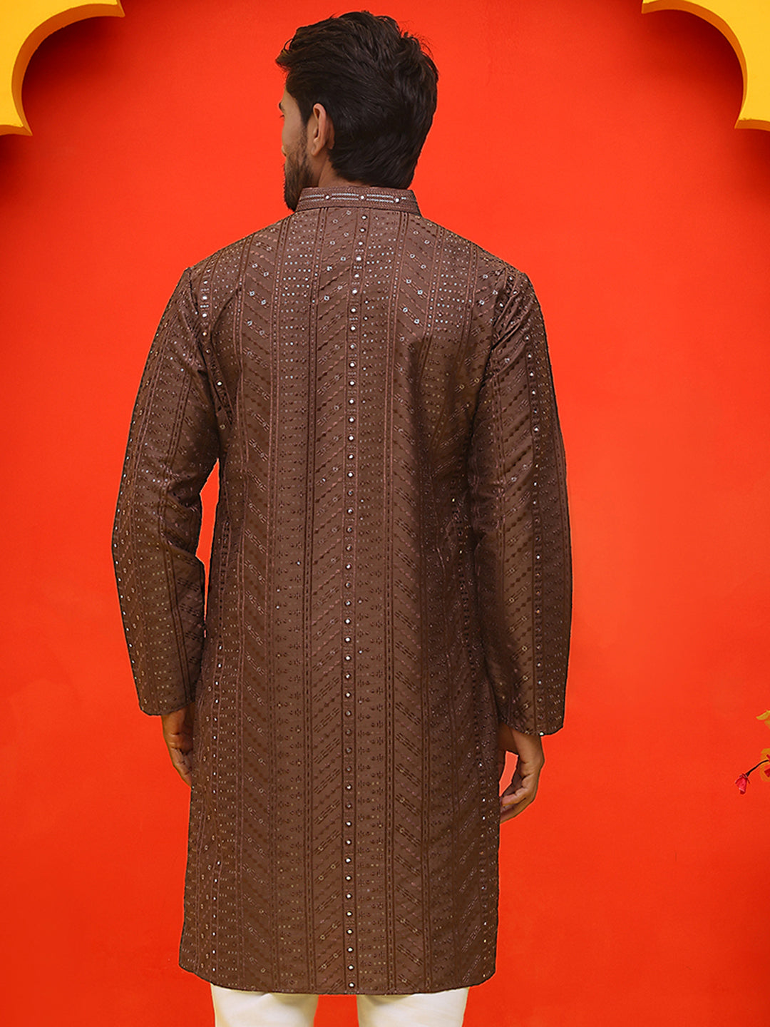 Embroidered straight Kurtas For Men ( KO 5225 Coffee )