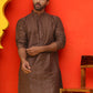 Embroidered straight Kurtas For Men ( KO 5225 Coffee )