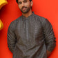 Embroidered straight Kurtas For Men ( KO 5225 Grey )