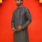 Embroidered straight Kurtas For Men ( KO 5225 Grey )