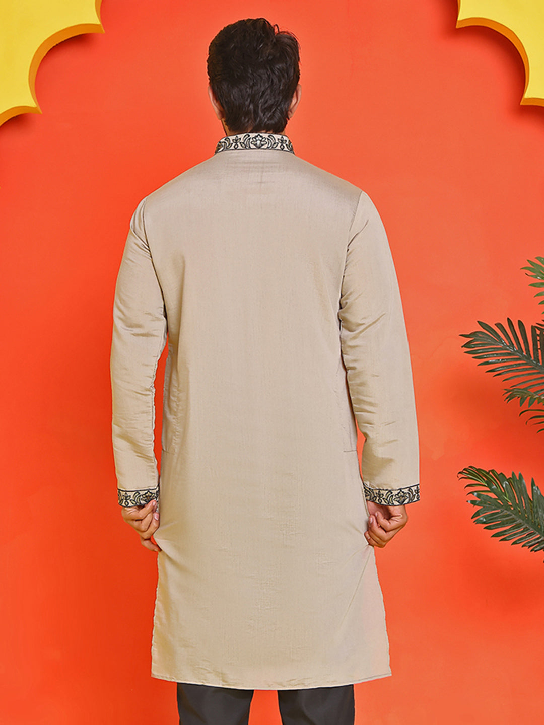 Embroidered & Sequins Kurtas For Men ( KO 5226 Beige )